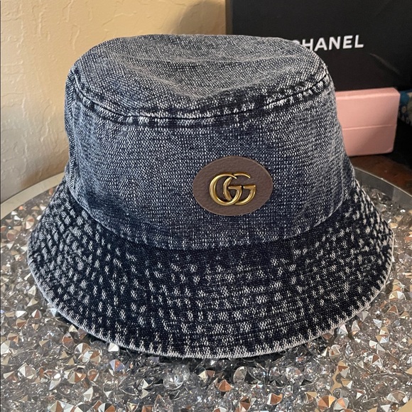 Gucci Accessories - Gucci Denim Bucket Hat, New, With Dust Bag